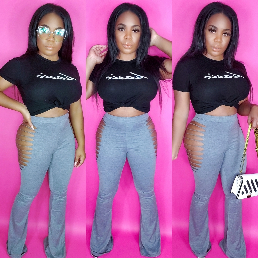 "Pier 12" Hollow out flared pants